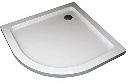 Plato de ducha de ABS acrílico reforzado con fibras de vidrio y resina de poliéster (80 x 80 cm, curvado semicircular)