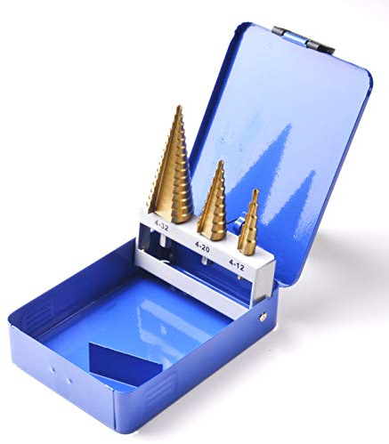 ITS Profitools︱HSS Stufenbohrer Set 3-tlg. Schälbohrer Titanbeschichtet TIN︱4-12mm︱4-20mm︱4-32mm︱Schälbohrersatz Kegelbohrer titannitriert