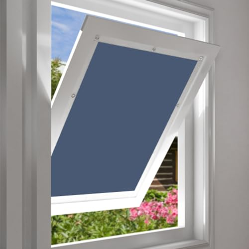EUGAD Dachfenster Rollo 100% Verdunkelung Sonnenschutz Verdunklungsrollo ohne Bohren mit Saugnäpfen, Verdunklungsfolie für Fenster UV- und Hitzeschutz, Blau 48x93cm