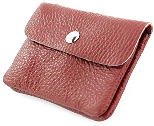 modamoda de P09 Damen Münzgeldbörse Geldbörse Portemonnaie Klein Leder Made in Italy P09, Farbe:Purpurrot
