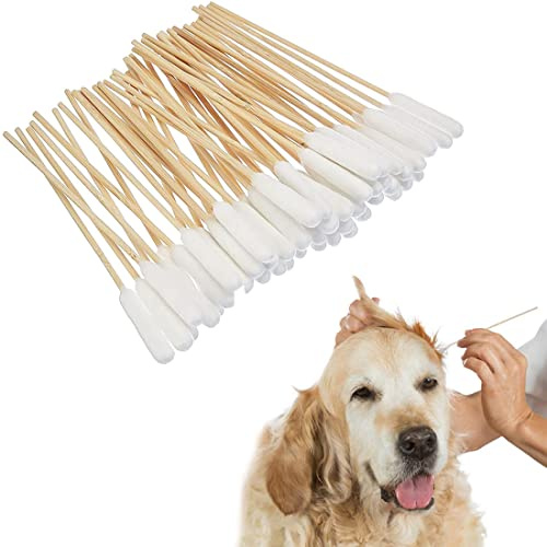 Animal Bastoncillos Limpiadores de Algodón para los Oídos, algodón grandes para perros, 50 limpiadores de oídos para perros, cuidado y higiene de las orejas de los perros y gatos