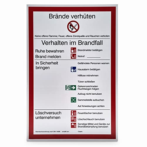 Betriebsausstattung24 Hinweisschild „Brandschutzordnung Teil A“ - 20,0 x 30,0 cm - Aluminium - Brandschutzordnung, Aushänge und Verhaltensregeln - DIN 14096 Teil A