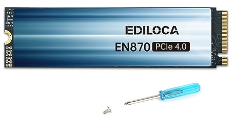 Ediloca EN870 SSD 1TB PCIe Gen4, NVMe M.2 2280, fino a 7450 MB/s, cache SLC dinamica, Unità a stato solido interne, compatibile con PS5 e PC