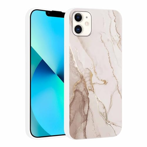 Phoona Handyhülle Kompatibel mit iPhone 12/iPhone 12 Pro Hülle 6,1, Weiß Marmor Muster Frauen Mädchen Aesthetic Case Dünn Weich Schlanke Silikon Slim TPU Stoßfest Schutzhülle für iPhone 12