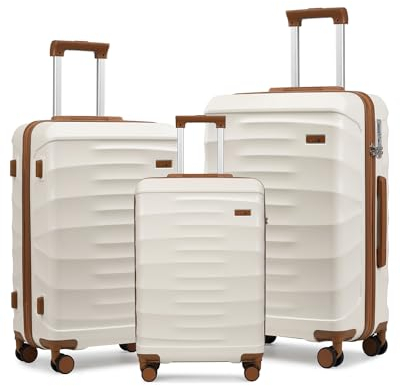 Sea choice Kofferset Hartschalenkoffer 3 Teilig Trolley Koffer ABS Leicht Gepäckset Reisekoffer Handgepäck Sets mit TSA Schloss und 4 Rollen Reißverschluss M/L/XL, 55/67/76cm