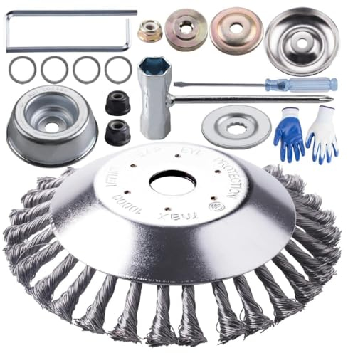 Stahldrahtrad für Rasenmäher, 25,4 cm (10 Zoll), Unkrautbürste zum Mähen, 25,4 cm