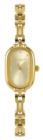 CARLIEN Women Vintage Petite Bracelet Gold Dainty Watch Small Oval Analog Quartz Watch Luxury Waterproof Ladies Diamonds Wristwatch (Gold)