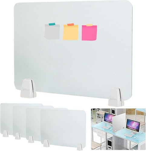 ybaymy 4 Stück Trennwand Schreibtisch 60x40cm Akustik Trenn-Wand für Schreibtisch Freistehender Acryl Lernbüro Schreibtischteiler, Reduzieren Sie Lärm und Visuelle Ablenkungen, mit 8 Clips