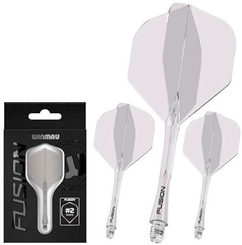 WINMAU Freccette Fusion Sistema Integrato di Volo e Albero - No.2 Forma e Design - Trasparente, Lunghezza Intermedia