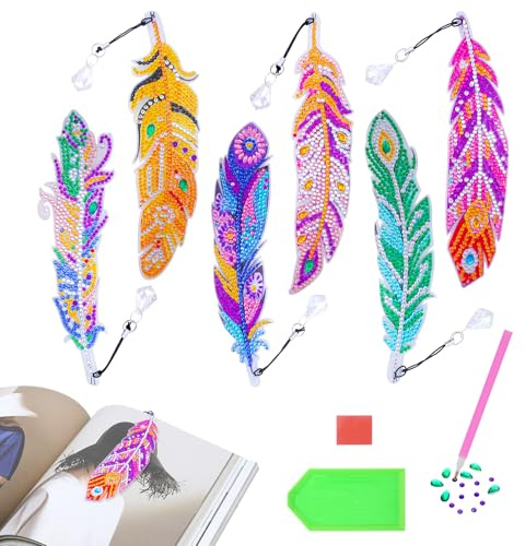 Bastelset Mädchen 6 7 8 9 10 Jahre, Diamond Painting Lesezeichen Kinder, Basteln Geschenke Mädchen Spielzeug ab 5-12 Jahre, Geburtstagsgeschenk für Lesezeichen Bastelkoffer Erwachsene