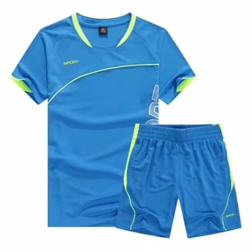 Gemzon pojkar fotbollströja barn sportkläder träningsoverall kläder barn outfit set jersey set sportshorts, Himmelblå, 8-9 år