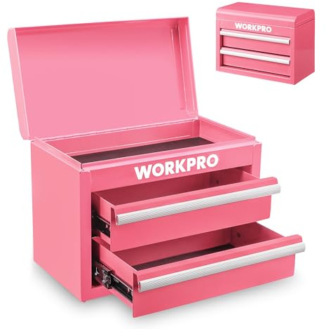 Workpro Lådlåda i metall med 2 lådor och övre förvaringsutrymme rosa, 27,5 x 15 x 20,8 cm bordsorganisatör med lådor för kontor omklädningsrum och skrivbord