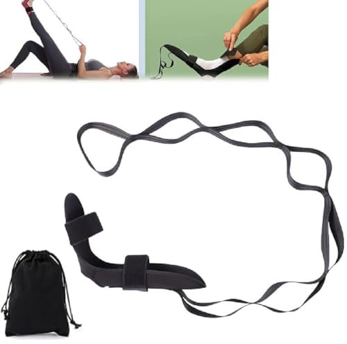 Izzila™ Correa elástica con bucles y pie desmontable, correas elásticas Izzila con trabillas, banda elástica para yoga, estiramiento de pies y pantorrillas para entrenamiento, fitness, color negro