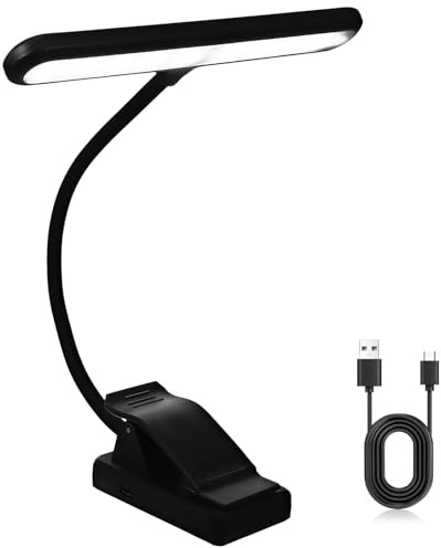ERINGOGO Klavierlampe Xy-2069 27 Leds 6 Stufen, Schwarz, Aufladbar | 1000 Mah Akku, Kunststoffgehäuse, für Nacht und Schreibtischnutzung, Kompakte Standleuchte
