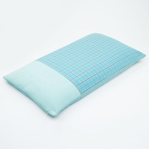 EDMILE Buckwheat Hull Neck Pillow, Rectangle Pillow for Neck Pain Relief Ergonomic Support, with Washable Cover, Adjustable Filling for Side/Back Sleepers, 24x14 Inch, Blue