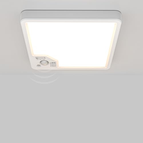 AmazeFun Deckenlampe mit Bewegungsmelder–18W 1800LM LED Deckenleuchte, Flache Lampe mit Bewegungssensor Innen, 3 Farbtemperaturen,mit Radar Bewegungssensor und Dämmerungssensor für Flur Keller Balkon