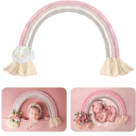 Xanewza Neugeborenes Fotografie Requisiten, Makramee Regenbogen Dekor Handmade, Baby Fotoshooting Requisiten Schlafzimmer Wanddekoration Foto Requisiten Zubehör