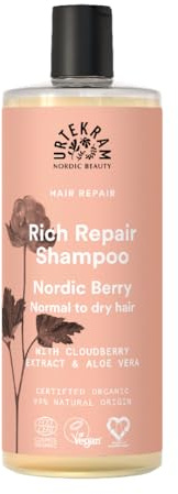Urtekram Nordic Berry Champú – Fórmula Hidratante y Reparadora con Aloe Vera, Chía y Mora Nórdica – Cuidado Nutritivo para Cabello Normal a Seco – Recupera Suavidad y Brillo – Vegano y Natural – 500ml