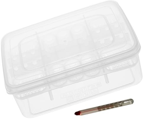 GATHINESS Incubadora de Huevos para Reptiles 16 Rejillas, Caja de Incubación de Plástico Transparente, Ligera y Portátil para Serpientes, Lagartos y Geckos, Termómetro Incluido, Adecuado