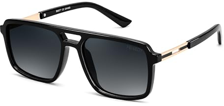FEISEDY Retro Aviator Polarized Sunglasses for Men Women,Trendy Rectangle Womens Mens UV400 Driving Sun Glasses B0377