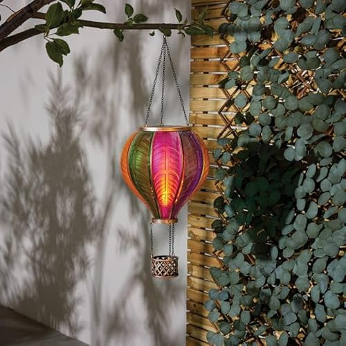 Large Hot Air Balloon Solar Flame Effect Light Garden Hanging Decoration 62 x 19cm ( One Selection at Random )