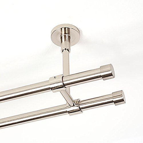 Ventanara® Gardinenstange 280 cm 2 läufig 16 mm mit Endstücken Standard inklusive 56 Ringen Deckenmontage