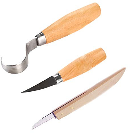 3 couteaux à sculpter en bois Set couteau à crochet cuillère outil de sculpture pour les débutants à bois, lame en acier inoxydable, couteau d'ébauche de sculpture sur bois