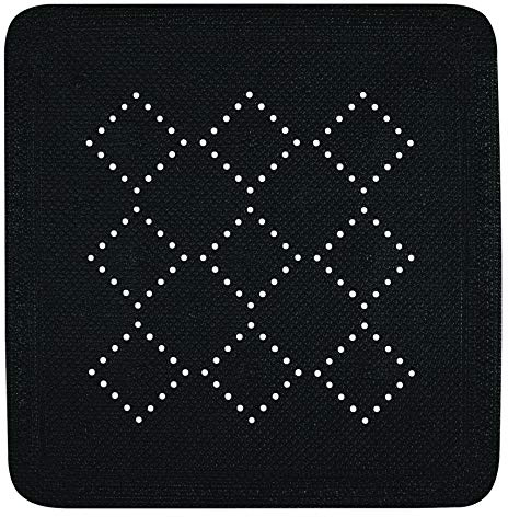 Spirella - Duschmatte aus PVC-Schaum Modell Alaska - rutschfeste Badematte mit Saugnäpfen + Anti-Schimmel-Abflusslöcher - 55 x 55 cm - Schwarz - Badaccessoires