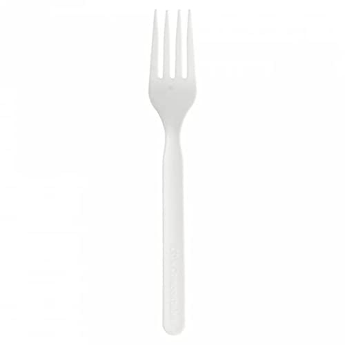 Natural Bibo Forchette Bianco Bioplastica, 50pz