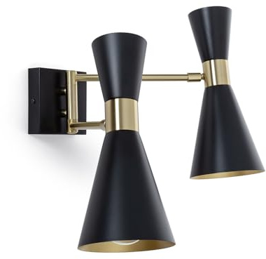 LEDKIA LIGHTING Lámpara de Pared Orientable Metal 2 Focos Jigger Negro E27