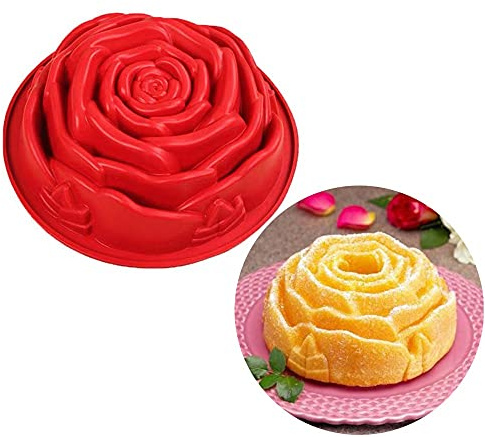 Holzsammlung Rosenform Silikon Backform Backformen Silikon Kuchenform Blume Motivbackformen Backform Brotform für Geburtstagsfeiern, Muttertag, Valentinstag, Hochzeiten, Freunde Treffen Sich