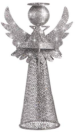 VALICLUD Engel Christbaumspitze Baumkronendekoration Silber Engelspitze Christbaumschmuck Für Festliche Heimdekoration Zylindrischer Sockel