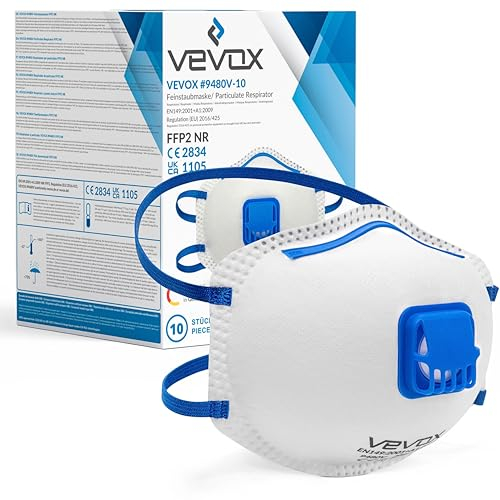 VEVOX® Mascherine FFP2 - scatola da 5, 10, 20 o 5000 – con guarnizione comfort light – mascherina FFP2 - maschera filtrante respiratoria FFP 2 con valvola - certificata CE per la massima protezione
