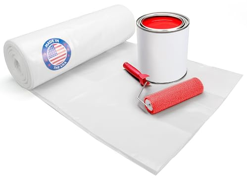 Plastic Sheeting 4 mil, 3' x 50' (150 sq. ft.) - Thick Semi-Clear Plastic Sheeting for Painting & Construction & Home Use - Heavy Duty LDPE Film Roll - Plastic Sheet for Drop Cloth by IDL Packaging
