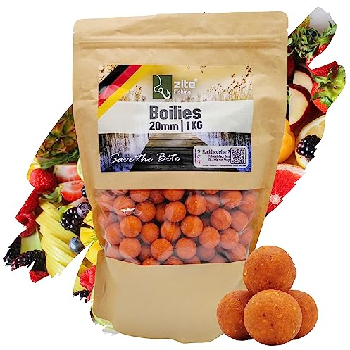 Zite Fishing Boillies fürs Karpfen-Angeln – 3x1kg in verschiedenen Aromen – Angelköder sinkend in wiederverschließbarem Beutel – Hochfängige Aromen durch wohldosierte Aminosäuren (Tutti Frutti)