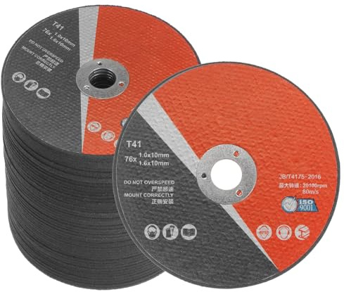 sourcing map Lot de 50 disques de coupe fins en acier inoxydable pour meuleuse d'angle, 10 mm x 76 mm x 1,6 mm, noir