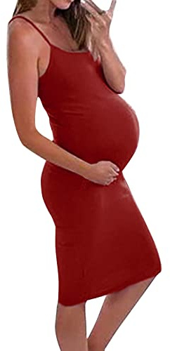 Jupe crayon de maternité pour femme - Taille haute - Extensible - Jupe crayon de maternité pour femme - Robe de grossesse - Noir, rouge, L
