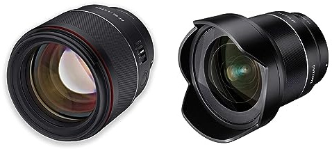 Samyang AF 85mm F1,4 II FE für Sony E – Autofokus Vollformat & APS-C Portait Festbrennweite & AF 14mm F2,8 Sony FE - Autofokus Ultra Weitwinkel Objektiv