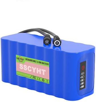 SSCYHT 12 Volts Lithium Battery Pack DC 12V 24000mAh Rechargeable Li-ion Battery with Charger for LED Light Strip Cameras Electric Toys Replacement Battery,3x8 3A