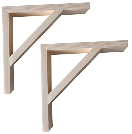 2 Stück Holzkonsole Wand-Winkel Regalträger massivem Naturholz Dreieck Holz-Regalhalterung Wandkonsole Schwebende,Trennwand Tablarträger Halterung für Regale in Küche,Bücherregal (15cm,A)
