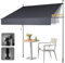 HOMEDEMO Klemmmarkise Markise Balkon ohne Bohren, 400cm x (120-150) cm Anthrazit, Upgrade Patent mit Verlängerten Einziehbaren Seitenstangen, UV-beständig Balkonmarkise höhenverstellbar Sonnenschutz