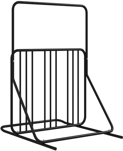 DURHAND Fahrradständer Radständer mit Griff beidseitig Mehrfachständer Aufstellständer, wetterfest, bis 4 Fahrräder Stahl 102 x 92 x 130 cm, Schwarz