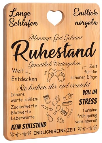 Ruhestand Geschenk, Renteneintritt Geschenk Frau Männer - Graviertes Bambus Schneidebrett, Rente Geschenk, Witzige Geschenke Ruhestand, Geschenk zum Renteneintritt Kollege, Rentner, Frauen, Männer