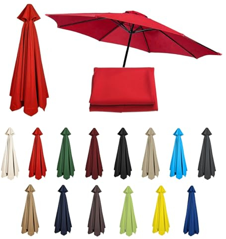 UV-Schutz Sonnenschirmbezug Ersatzbezug 200/270/300cm 6/8 Streben Sonnenschirm Bespannung Für Ampelschirm Uv-Schutz Ersatzstoff Abdeckung Gartenschirm Stoff Ersetzen Ersatz Bezug(Color:Red,Size:6 ribs