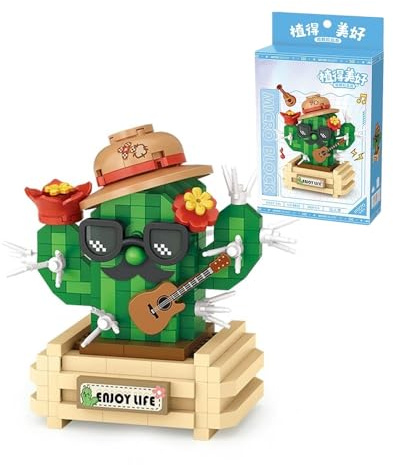 Tirff Kaktus Bausatz, 380 Klemmbausteine Mini Bonsai Bausteine,Künstliche Blumen Bauset
