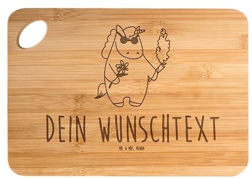 Mr. & Mrs. Panda Personalisiertes Schneidebrett Einhorn Woodstock - Personalisierte Geschenke, Party, Unicorn, Alkohol, Witzig, Selbst Gestalten, Kiffen, Mit Gravur, Holzbrett Namen, Einhörner, Brett