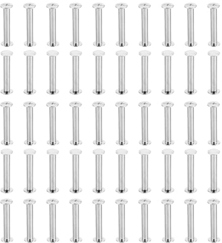 PATIKIL M5x30mm Chicago-Schrauben, 50 Sets Chicago-Schrauben Phillips-Bindungsschrauben Bolzen Leder-Nieten Messing-Befestigungselemente Verbindungsstücke Stahl, silberfarben