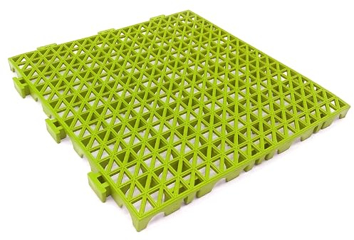 9 Losetas PVC Reforzadas Pistacho ≈1m² Antihumedad Garajes y almacenes | Paso de coches y maquinaria. Evita resbalones. Drenaje eficaz. Ideal trasteros, sótanos, bodegas, despensas y zonas húmedas.