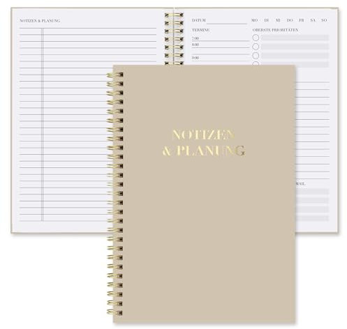 BIROYAL Tagesplaner Undatiert A5 - Spiralbound Daily Planner - To Do Planer mit Terminplan, Notizen & Planung - 7 Uhr bis 22 Uhr mit 30-Minuten-Intervallen - To Do Listen Buch - Terminplaner Für Büro