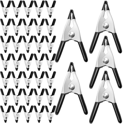 Kinmsito 36 Stück Klemmen,Klemmzwingen Metall,Metallfeder Klemmen Clips,Spannweite 20 mm,Federzwinge klemmzwingen,Kleine Metallfederklemmen mit gummierter,für Camping,Holzbearbeitung,Modellbau,Schwarz